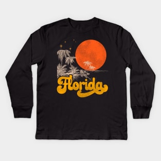 Vintage State of Florida Mid Century Distressed Aesthetic Kids Long Sleeve T-Shirt